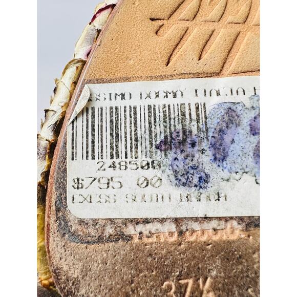 Massimo Dogana Snake Rhinestone Gold Heels Size 37 1/2 Upper Leather Soles - Picture 15 of 16